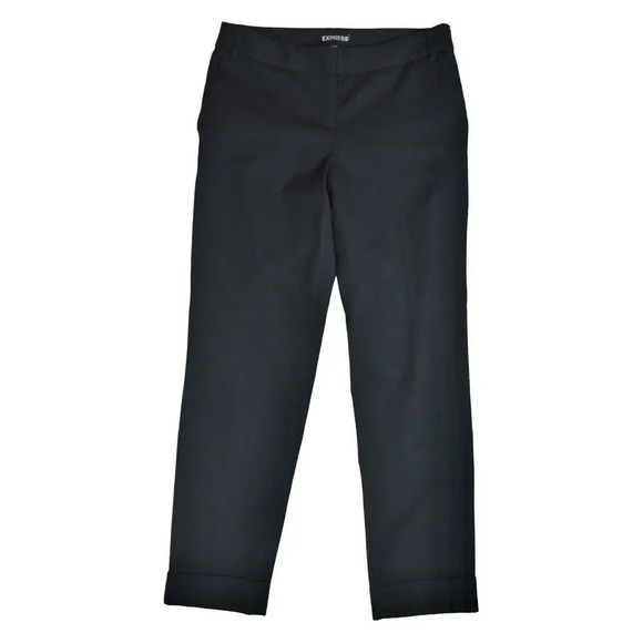 Express Editor Pants Black Careerwear Trousers Slim Straight Leg Cuffed Sz 0 - Picture 1 of 11